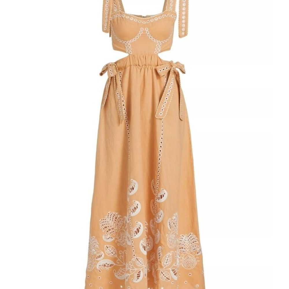 FARM Rio Peach Eyelet Maxi Dress